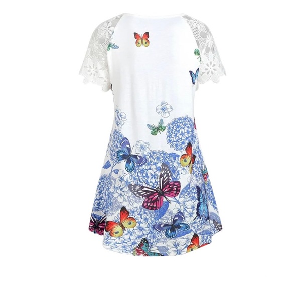 Womens Casual Plus Size Butterfly Print Blouse Size XXL - Picture 2 of 10